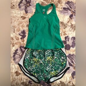 Nike Green Tank and Shorts Athletic Set